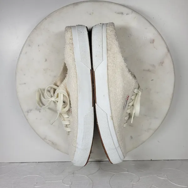 SuperGA Teddy Shearling Mule Sneakers US 9.5 Ivory Slip On Sherpa Boucle Cozy - Image 11