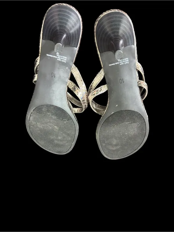 Kelly & Katie Gold Metallic Snakeskin Print Kitten Heel Slide Sandals Sz 10 - Image 11