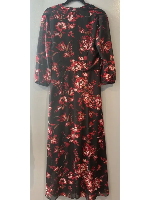 Black Red Floral Sheer Maxi Dress Size 8 Romantic Dark Fairy Valentine’s Gothic - Image 8