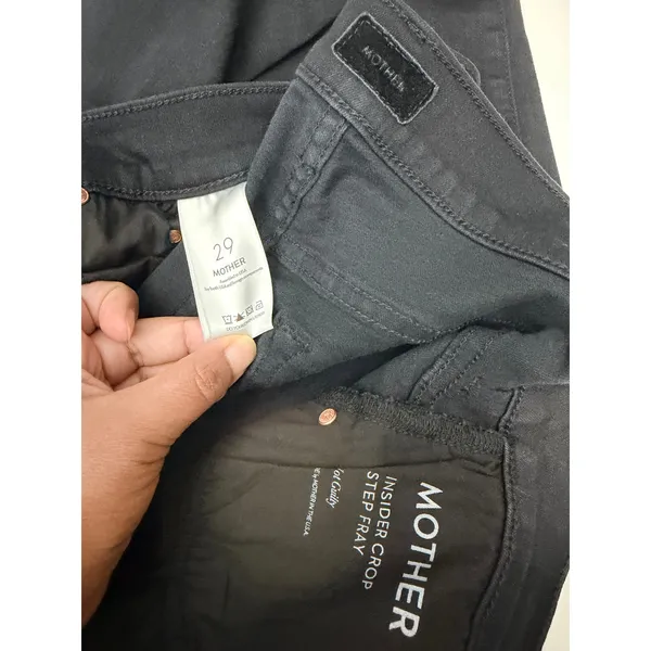 Mother The Insider Crop Step Fray Jeans in Not Guilty Black Mid Rise Size 29 - Image 8