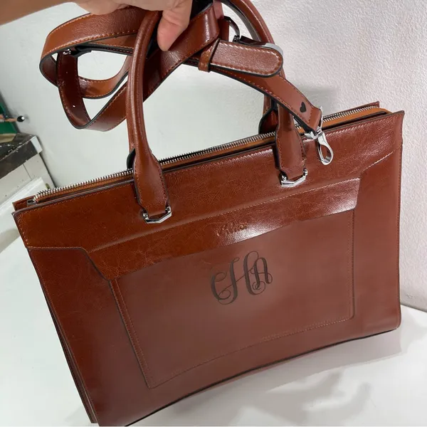 CLUCI Briefcase Work Bag Purse Brwn Shoulder Vegan Leather Laptop Padded Pocket - Image 11