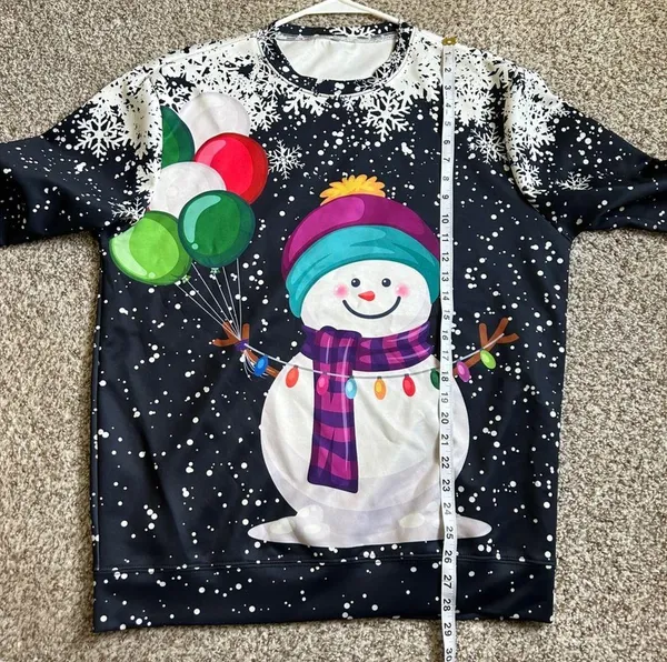 Ugly Christmas Sweater Holiday Snowman Winter Comfy XL - Image 6