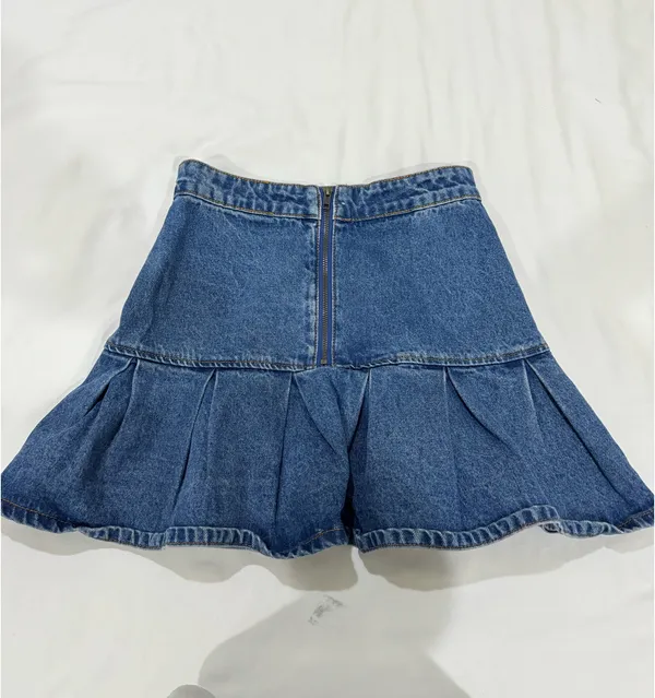 Lioness Denim Pleated Mini Skirt - Image 4