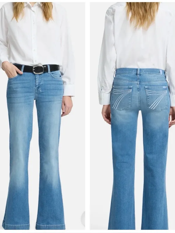 7 For All Mankind Tailorless Dojo Jeans Flare Leg Trouser Size 26 - Image 2