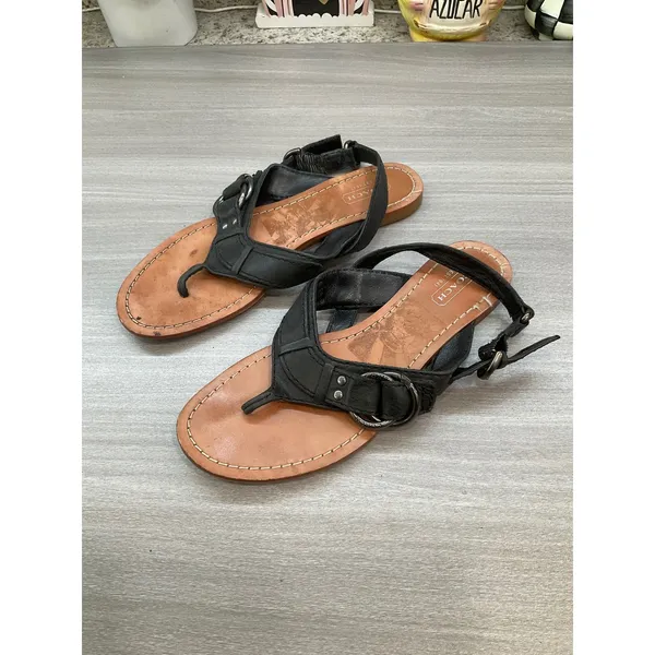 Coach Olympia Black Leather Thong Sandals - Image 10