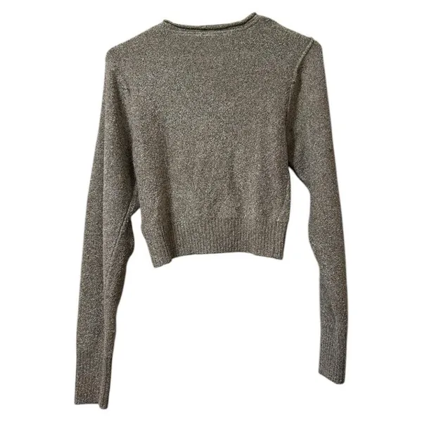 FREE PEOPLE‎ FP Going For Gold V Neck Wrap Crop Sweater Long Sleeve Knit Size XS - Image 2