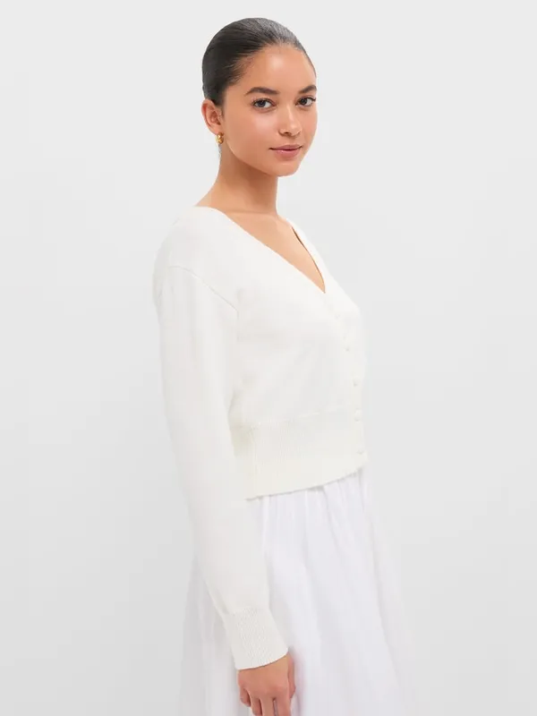 Tuckernuck Ivory Off the Shoulder Stevens Cardigan Sz S Minimalist Balletcore - Image 3