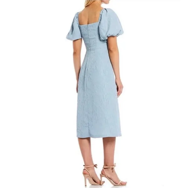 NWT Sachin & Babi Blue Floral Matelasse Puff Sleeve‎ Midi Dress Size 2 Coquette - Image 13