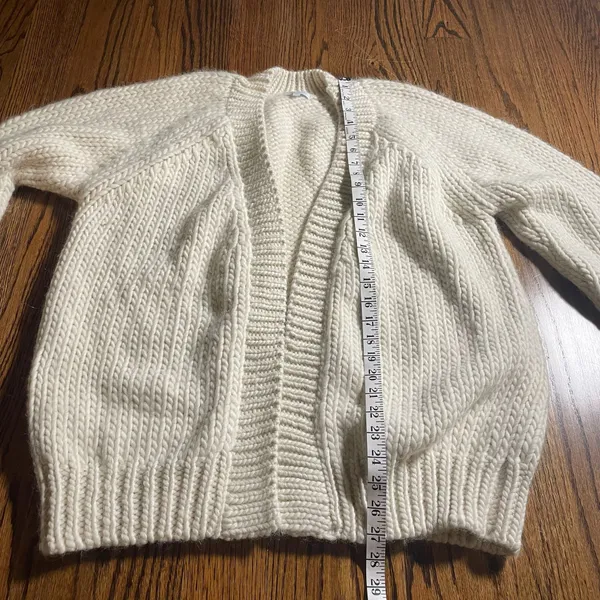 Calme Chunky Knit Alpaca Wool Cardigan Sweater Cream Size M - Image 3