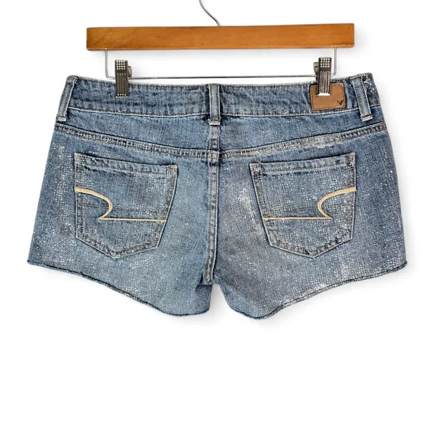 American Eagle Shorts Womens 6 Blue Sparkly Bedazzled Booty‎ Short Hot Pants - Image 2