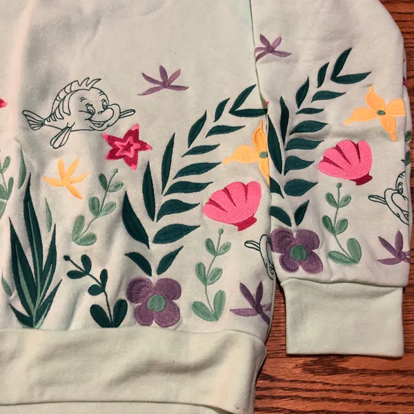 Disney The Little Mermaid Sweatshirt Ariel Flounder Embroidered - Image 8