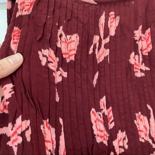 Anthropologie Maeve Burgundy Floral Swing Blouse Womens 8 Sleeveless Boho Beachy - Image 6