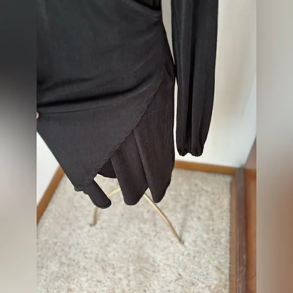 Princess Polly Faux Wrap Long Sleeve Dress Size 6 Black - Image 6