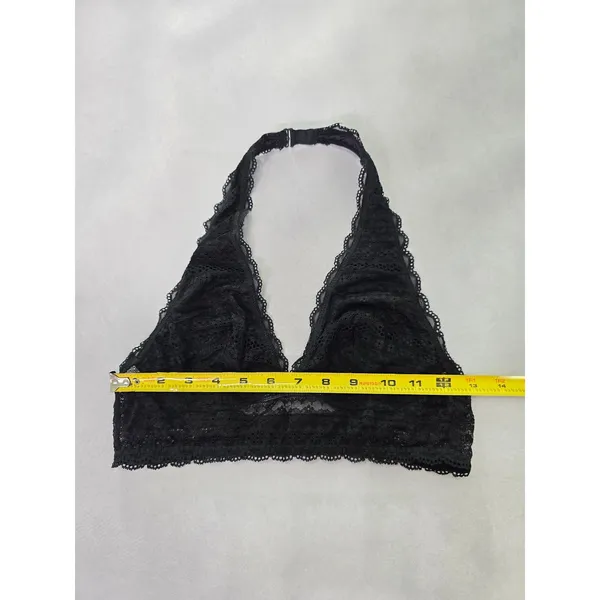 Black Halter Whimsy Romantic Boudoir Bridal Cottage Lingerie Lace Bralette Small - Image 5