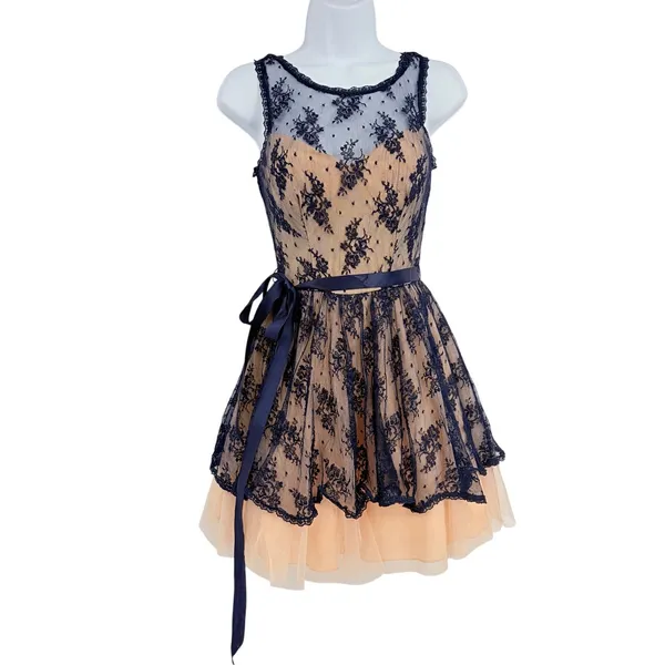 B Darlin Lace Y2K HOCO Dress 1/2 Dark Fairy Coquette Fit Flare Party Tulle - Image 2