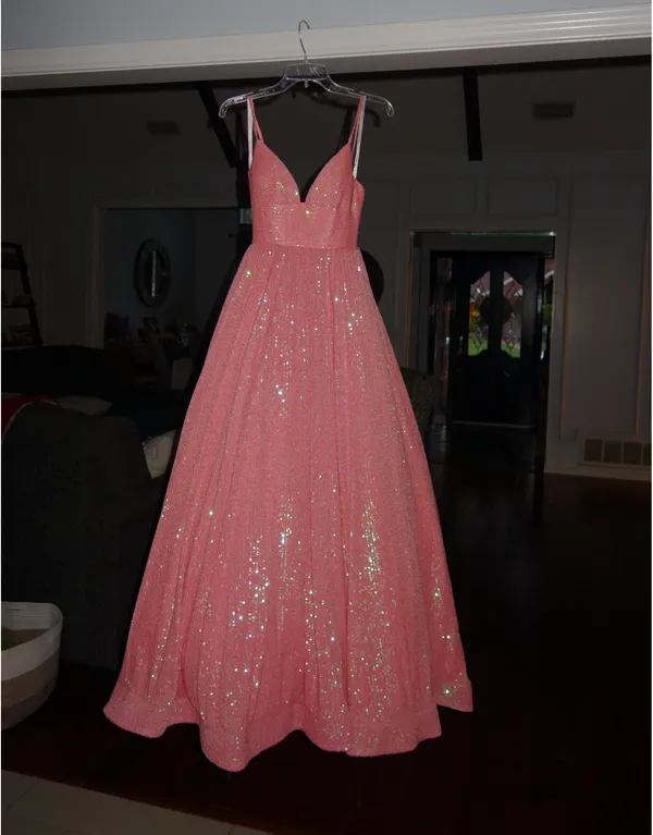 Authentic Sherri Hill 54261 Coral Glitter Ballgown pageant Prom Dress Size 0 - Image 3