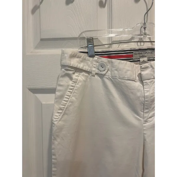 Banana Republic Martin Fit White Wide Leg Chino Pants Womens 14 Nautical Minimal - Image 2