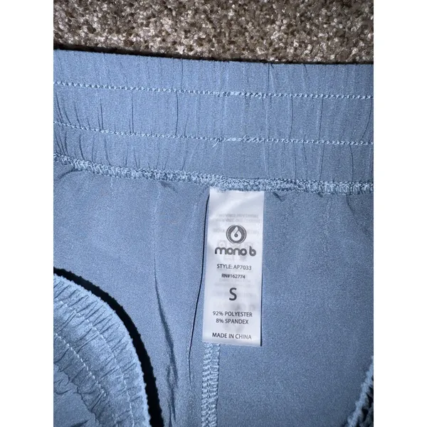 Mono B Women's Blue Jogger Pants S Drawstring Elastic Waist Pockets - Image 2