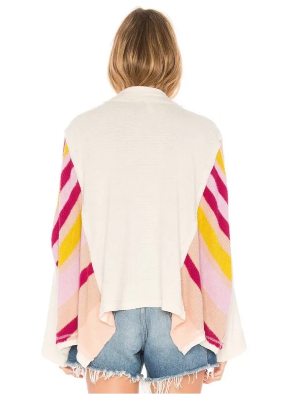 Free People Susie Swit Oversized Pullover Sweater M Mockneck Colorful Striped - Image 4
