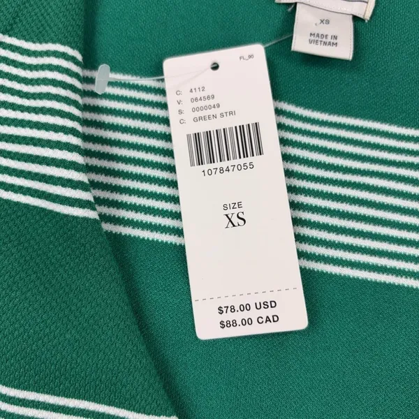 Maeve Tank Top Womens XS Green Striped V-Neck Sleeveless Knit Anthropologie - Image 4