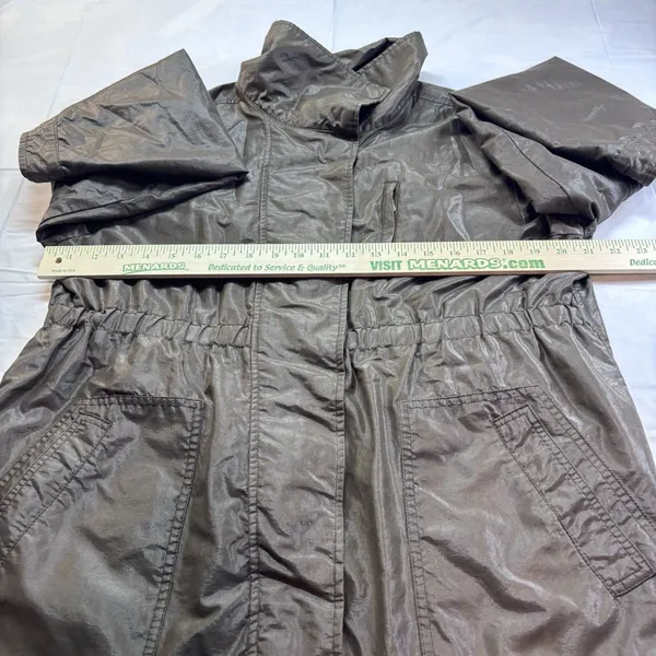 Liz Claiborne Lightweight Utility Jacket Women's L Metallic Brown Zip Snap Waist - Image 15