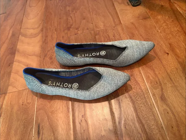Rothys The Point Cloud Grey Birdseye Flat Shoes Womens Size 7 - Image 3