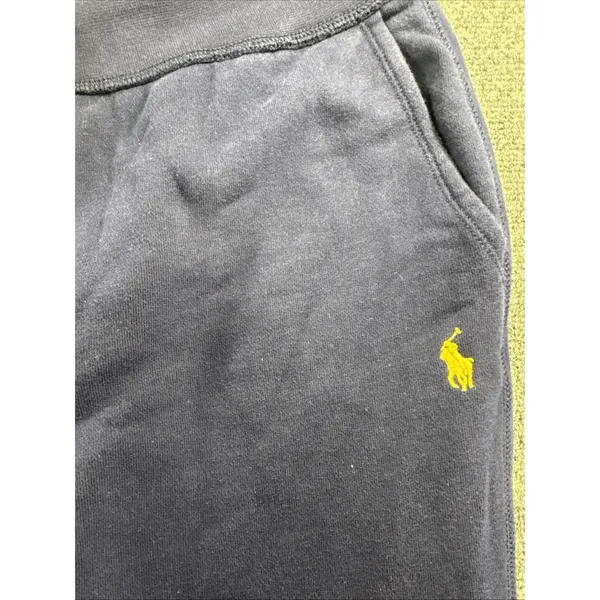 Polo Ralph Lauren Womens L Navy Fleece Sweatpants Yellow Pony Drawstring - Image 2