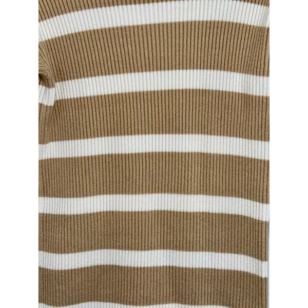 Abercrombie & Fitch Soft AF Tan White Striped Ribbed Sweater Mini Dress Womens S - Image 5