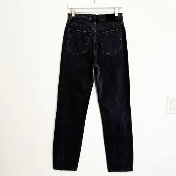 Abercrombie Ankle Straight Jeans Size 28 Black Denim Ultra High Rise Pant Grunge - Image 7