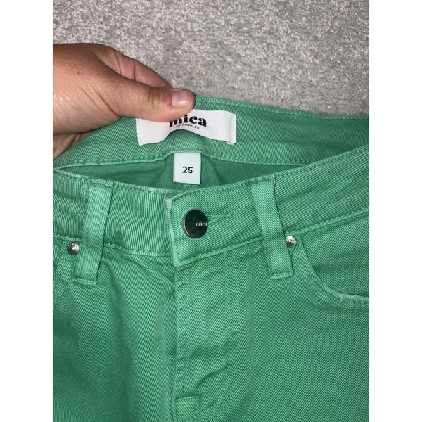 Mica Cropped Flare Jeans Women Size 25 Green Distressed Raw Hem High Rise Boho - Image 2