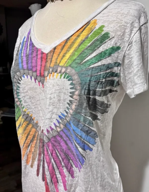 Delia's Vintage Y2K-era "Doe" Graphic White Burnout V-neck T-shirt - Image 3