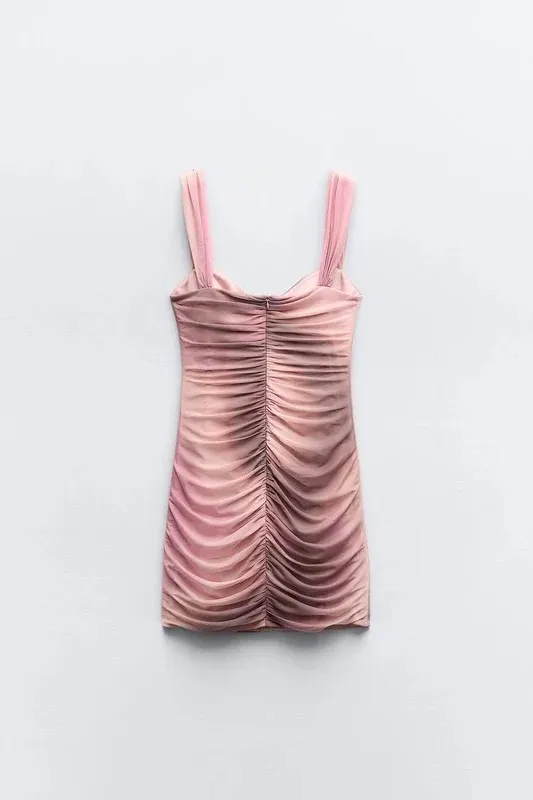 Zara Ruched Mini Dress - Dusty Rose Size Small - Image 3