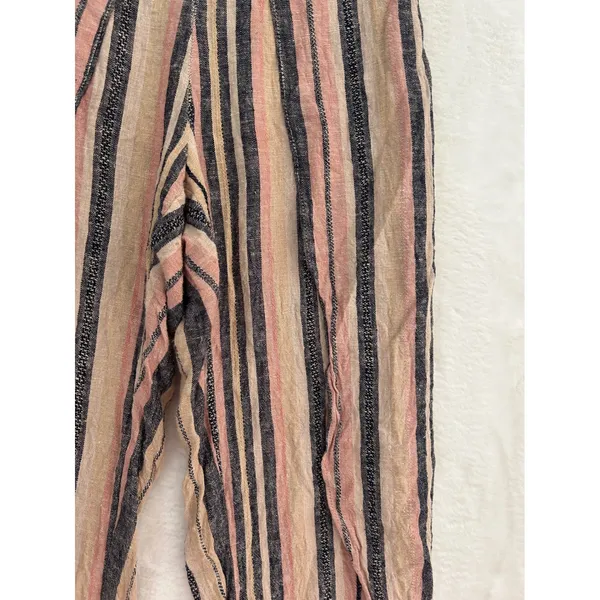 Drew Striped Wrap Front Tulip Hem Pants‎ Pink Navy Tan Small - Image 5