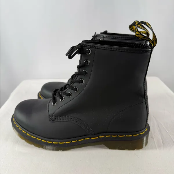 NEW Dr. Martens Smooth Leather Lace Up Boots in Black Size Woman's‎ 10 Mens 9 - Image 5