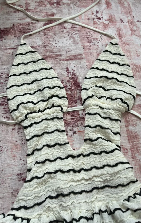 Shein white and black stripped halter dress - Image 2