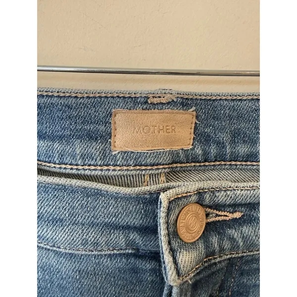 Mother Tripper Ankle Fray Jeans Womens 32 Blue Distressed Raw Hem Bohemian - Image 7