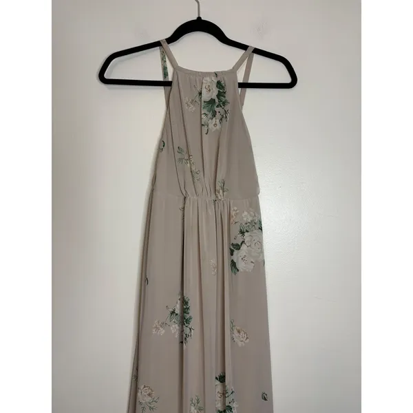 Show Me Your Mumu Amanda Floral Halter‎ Maxi Dress Beige White Green Small - Image 5