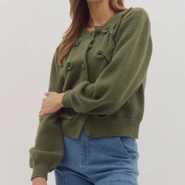 Entro Looped Trim Knit Cardigan - Image 2