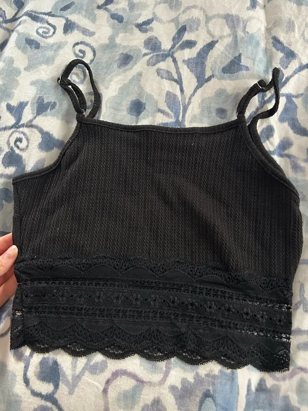 Black lace bottom crop top - Image 3