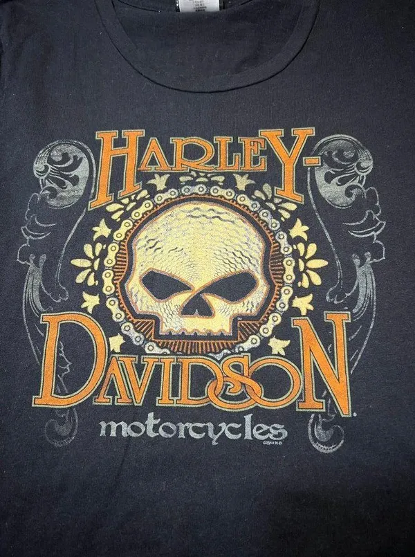 Harley Davidson Black Cowboys Alamo City Women Shirt TX Skull Cotton Sz L NWOT - Image 2