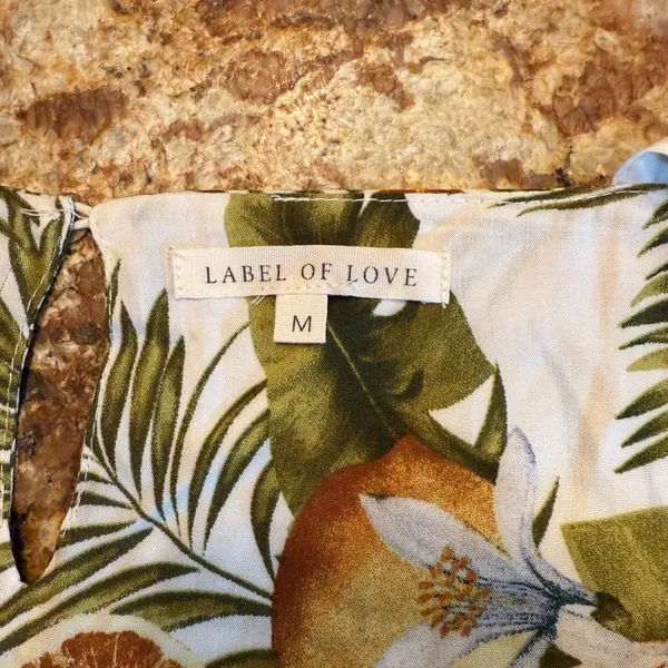 Label Of Love Fruit Novelty All Over Print MIDI Dress M Medium Palm - Image 5