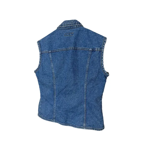 Vintage‎ Cosmopolitan Denim Vest Womens M Blue Jean Zipper front - Image 7