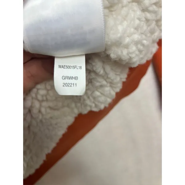 Disney‎ Sherpa Lined Zip-Up Hooded Sweatshirt Orange Goofy Womens Medium - Image 7