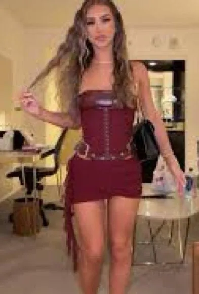 Elegant Burgundy Mini Dress Red Size L - Image 4