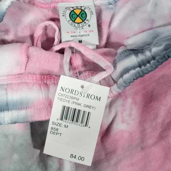 Cross‎ Colours Pink Grey Tie Dye Sweat Shorts Leont Bell Missing Size M - Image 3