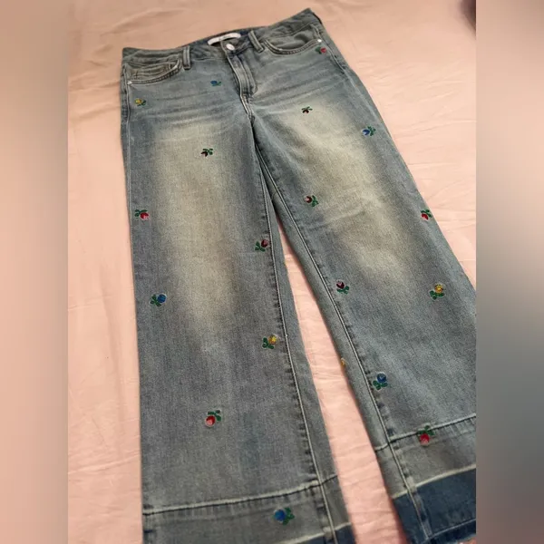 Sam Edelman Blue Straight Leg Jeans with Vintage Distressed Look - Image 2