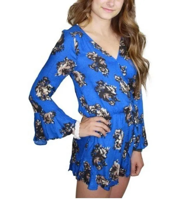 Anthropologie blue floral romper - Image 2