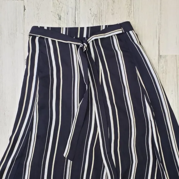 Polagram Navy Blue & White Stripe Split Maxi Skirt Women's Size Large - Image 8
