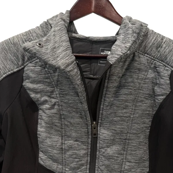The North Face Womens Medium Gray Quilted Hybrid Softshell Fleece Hooded Jacket - Image 6