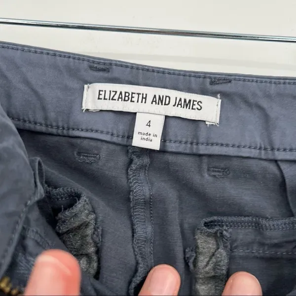 Elizabeth and James Chino Trousers Womens 4 Blue Grey Cropped Wide Leg Minimal - Image 3